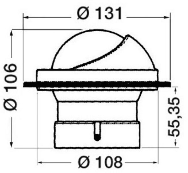 Bussola Artica BA1 Riviera installazione a incasso orizzontale 2" 3/4 (70 mm.) nero/nero - immagine 2