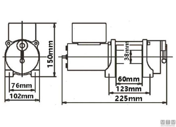 Verricello elettrico per alaggio 1360 kg. 12V con cavo - immagine 2