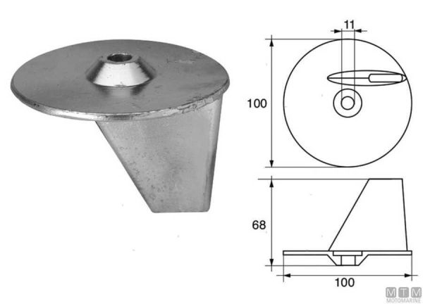 Anodo Suzuki pinna DT115/140 (2T) alluminio - immagine 2