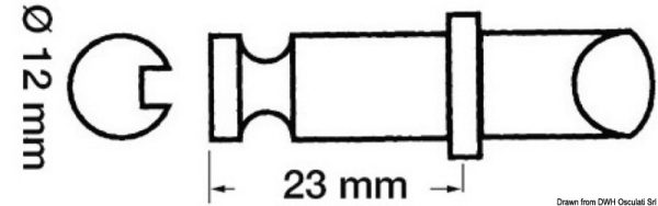 Scalmiere a base per remi in legno per canotti Lomac, Bat, Radial, Nova, Reeves, Axemar, Asso e Nuova Jolly H. 23 mm.