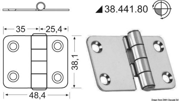 Cerniera Nodo Sporgente 60,4x38,1 mm.